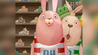 红条纹兔买到了心爱的红色帆布鞋