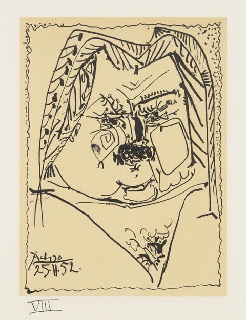 毕加索-Portrait of Balzac, plate 7 (folio 15) from Balzacs en Bas de Casse et Picassos sans majuscule 第1页