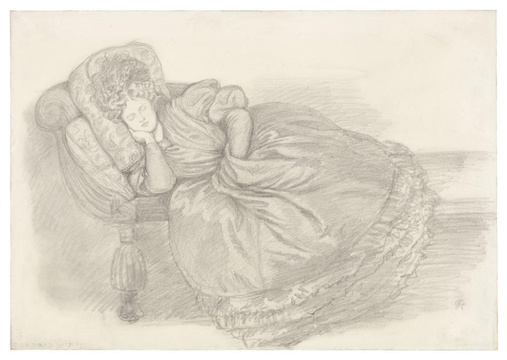 罗塞蒂-Study of Fanny Cornforth, asleep on a chaise-longue 第1页