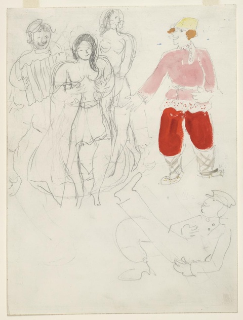 夏加尔-Bathers and Youths, sketch for the choreographer for Aleko (Scene III) 第1页