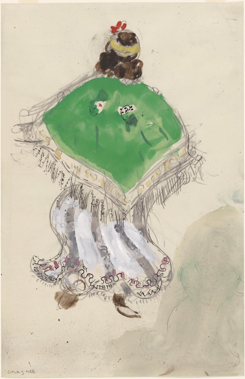 夏加尔-A Gypsy. Costume design for Scene I of the ballet Aleko 第1页