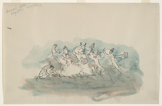 夏加尔-Dance of the Peasants, sketch for the choreographer for Aleko (Scene III) 第1页