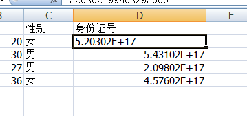 Excel表格如何显示身份证号码