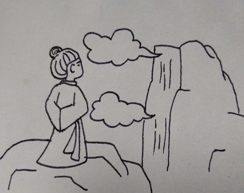 怎么画望庐山瀑布卡通儿童场景简笔画具体内容
