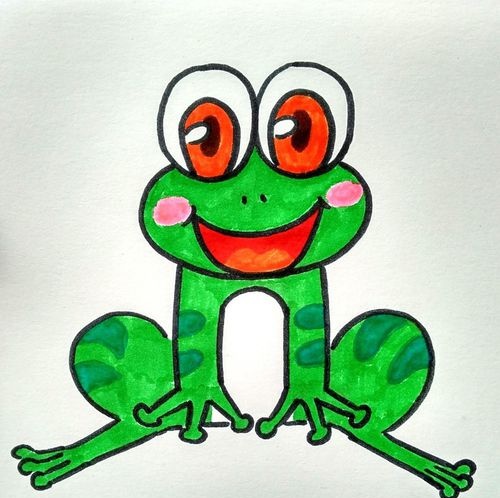 青蛙大大的眼睛非常可爱,简笔画用简单几笔就能把青蛙的可爱画出来,再
