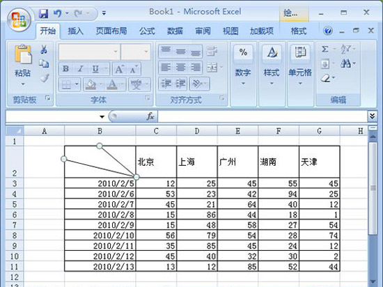 excel2007表头两条斜线如何设置