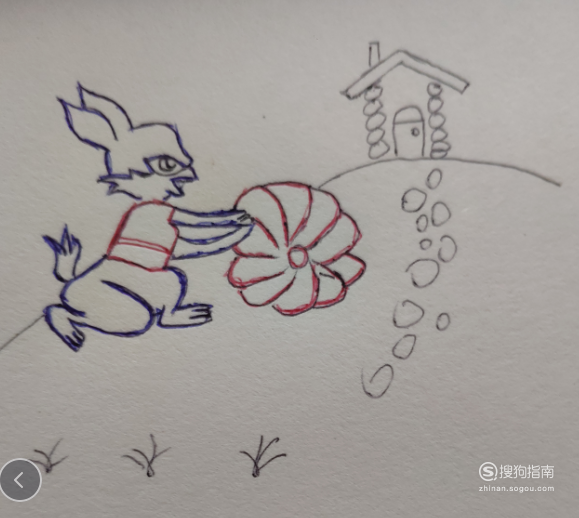 儿童简笔画之小白兔搬运南瓜的场景看完你学会了么