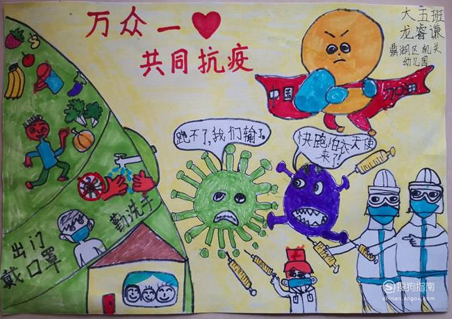 万众一心共抗疫情的儿童画怎么画具体详细看过来