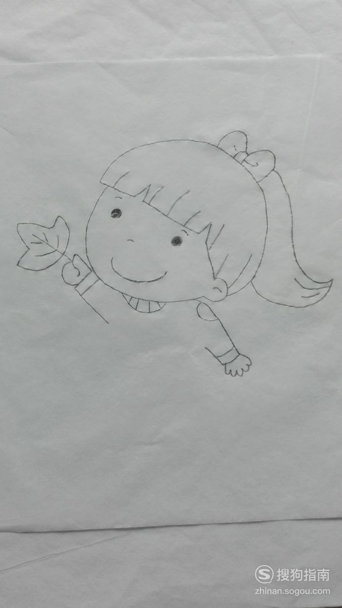 如何画收集树叶的小女孩的简笔画原来是这样的