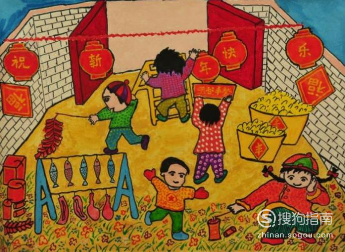 过春节的儿童画怎样画