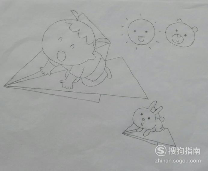 如何画纸飞机上的小女孩的简笔画看完你学会了么