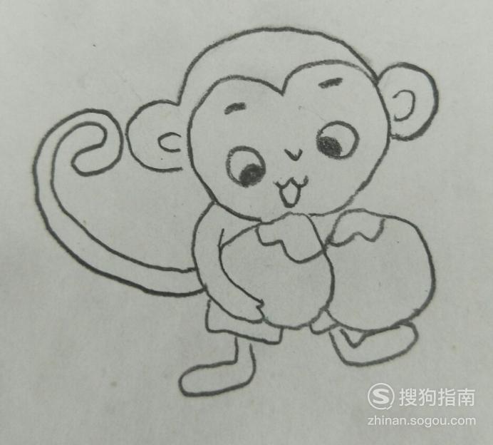 简笔画之抱着桃子的小猴子 懂得这些技巧就够了
