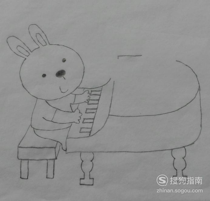如何画弹钢琴的小兔子的简笔画原来是这样的