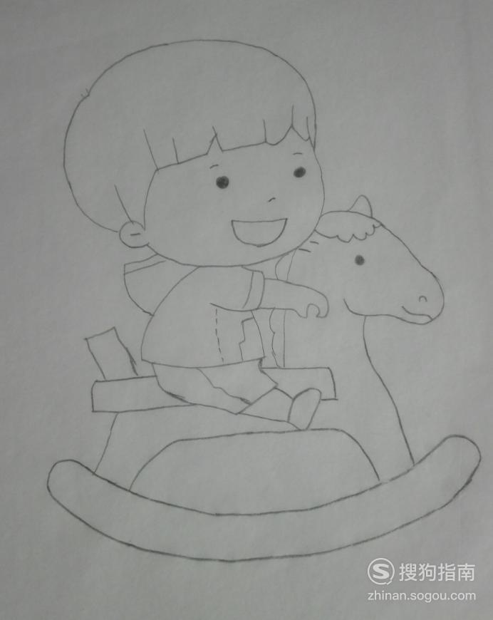 如何画坐摇摇马的小男孩的简笔画值得一看