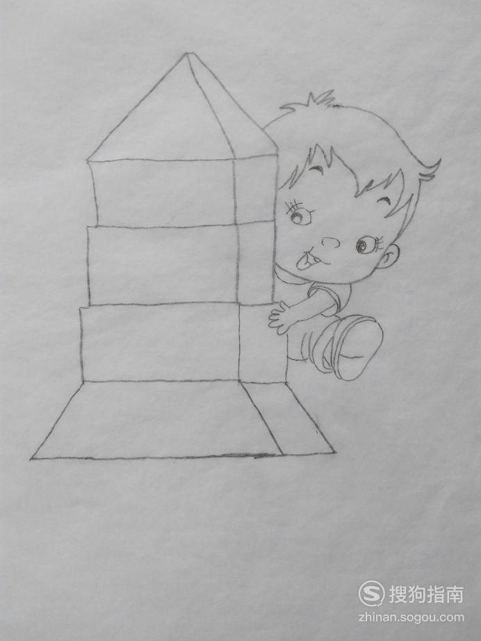 简笔画宝宝搭积木塔的画法值得一看
