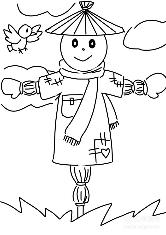 卡通简笔画稻草人怎么画具体内容