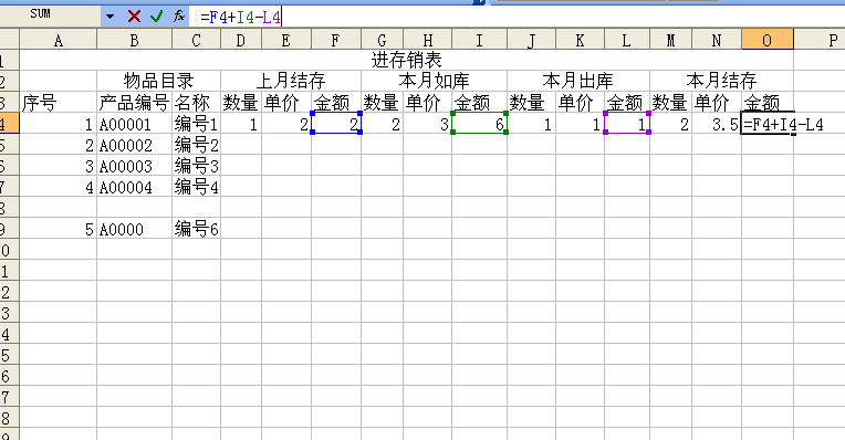 excel如何制作进销存表