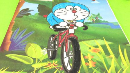 哆啦a梦骑自行车 叮当猫涂鸦填色 01