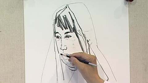 中年女子头像速写