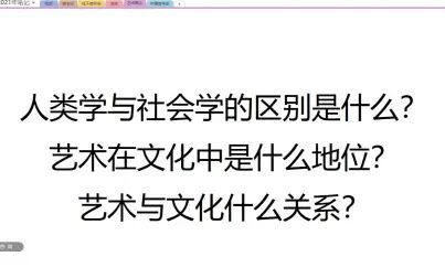 [图]【艺术概论】人类学与社会学有什么的区别?艺术与文化的关系是什么?