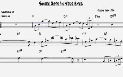 [图]曲谱加伴奏 Smoke Gets In Your Eyes Jerome Kern 1934 Alto Sax