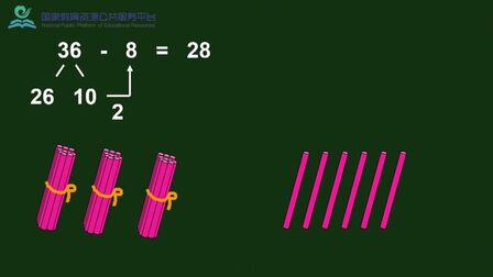 [图]【小学数学】一年级下课程:29 两位数减一位数的退位减法