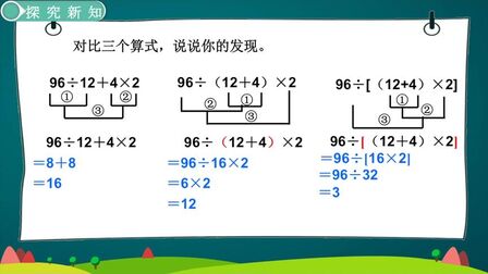 [图]人教版四年级数学下册-第4课-含有括号的四则混合运算-微课