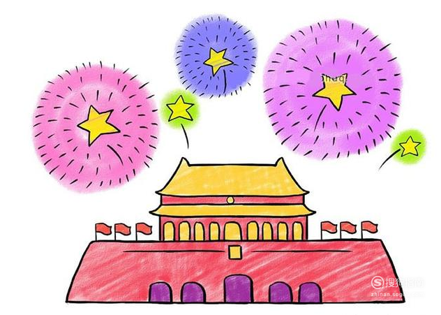 国庆节天安门简笔画绘画流程