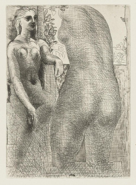 毕加索-Marie-Thérèse Looking at Her Sculpted Body 第1页
