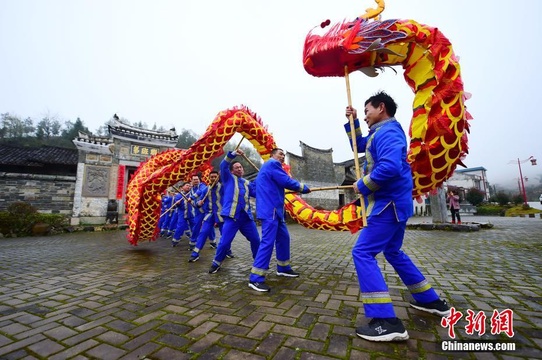 江西会昌畲族村“摆字龙灯”闹新春 传承三百多年(4) 第4页