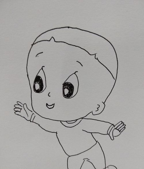 工具/材料笔,纸操作方法01我们准备好画画的笔和纸,先画出大头儿子的