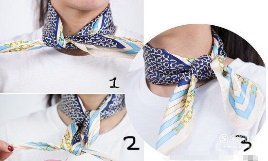 01基础方巾结:是所有丝巾的打法,还可以延伸到各式各样的系法