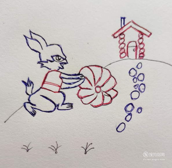 小兔子运南瓜的简笔画图片