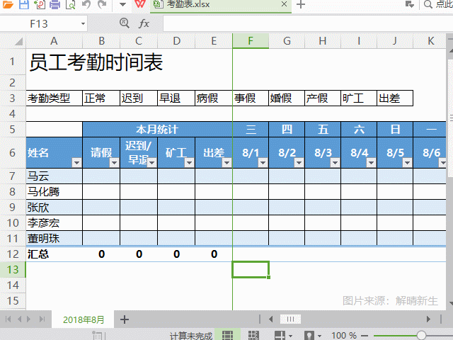 wpsexcel考勤表格怎么做步步深入