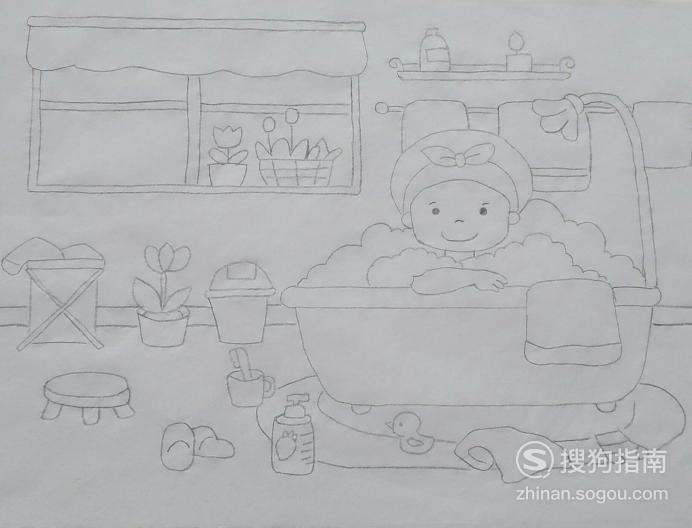 如何画泡澡的小姐姐的简笔画详情揭秘