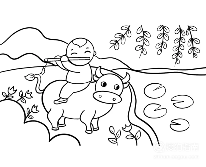 怎么画牧童骑牛