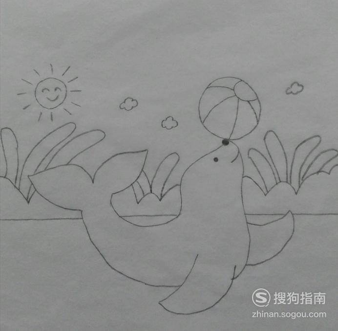 如何画小海狮顶球的简笔画原来是这样的