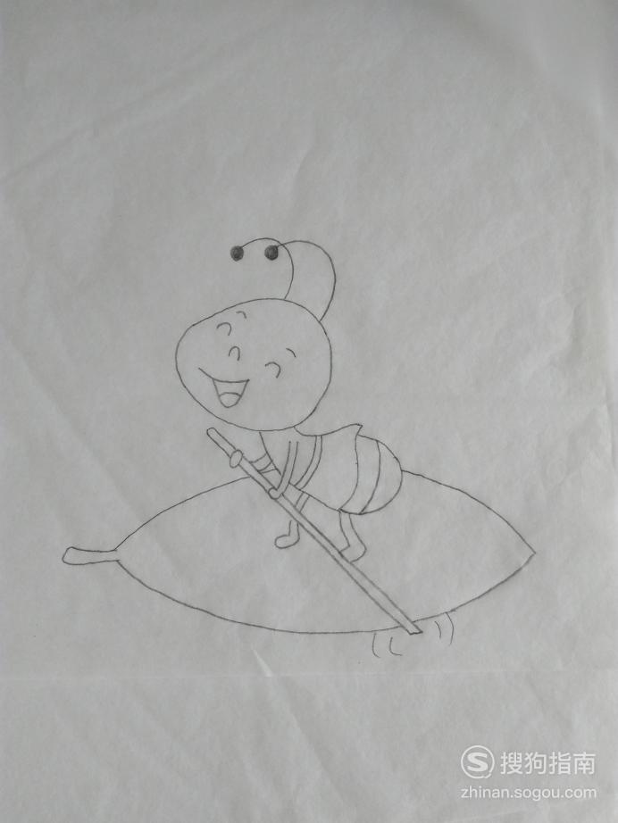 简笔画小蚂蚁划船的画法,又快又好
