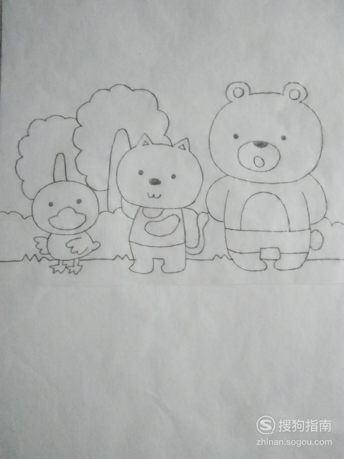 简笔画小动物们比身高的画法具体内容