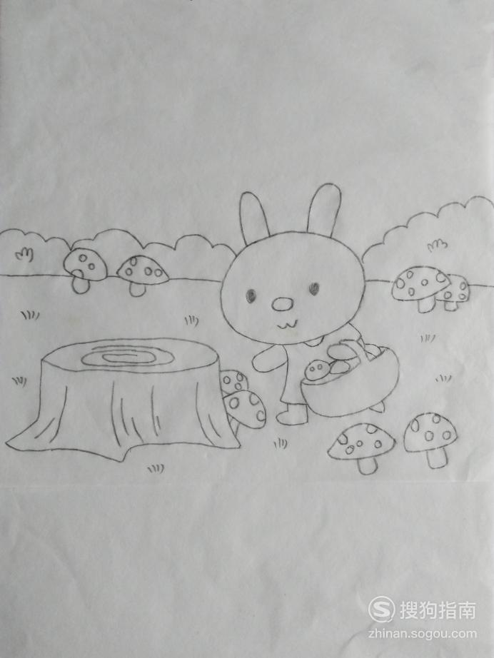 简笔画小兔子采蘑菇的画法经验告诉你该这样