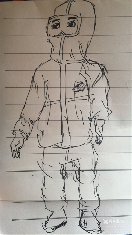 穿防护服的人物速写 怎么画穿防护服的医生的钢笔速写