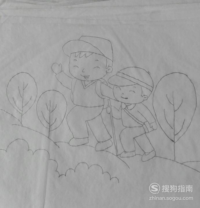 如何画登山的孩子们的简笔画优质